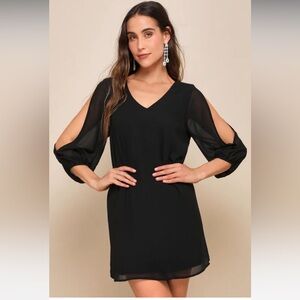 Lulu’s Shifting Dears Black Long Sleeve Dress M